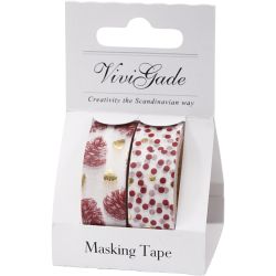 Masking Tape, denneappels en stippen - folie, B: 15 mm, 2x4 m/ 1 doos