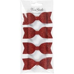 Strikken, afm 31x85 mm, rood glitter, 4 stuk/ 1 doos