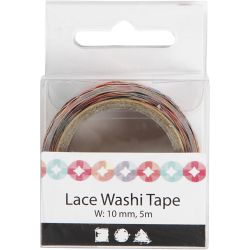 Lace Washi Tape , B: 10 mm, 5 m/ 1 rol