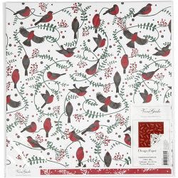 Design papier, vogels en takken, vel 30,5x30,5 cm, 180 gr, 5 vel/ 1 doos