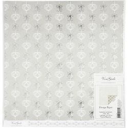 Design papier, engelen en harten, vel 30,5x30,5 cm, 180 gr, zilver, 3 vel/ 1 doos