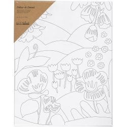 Schildercanvas met print, Bloemenlandschap, D: 1,6 cm, afm 24x30 cm, 360 gr, 1 stuk