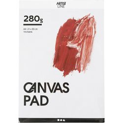 Canvas blok, A4, vel 210x297 mm, 280 gr, wit, 10 vel/ 1 stuk