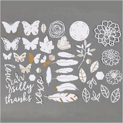 Labels met goudkleurige motieven voor aquarel, afm 1,5-10 cm, 44 stuk/ 1 doos