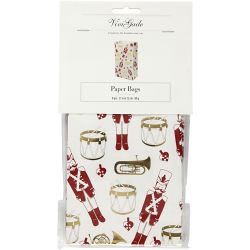Papieren zakken, notenkraker, H: 21 cm, afm 6x12 cm, goud, rood, wit, 8 stuk/ 1 doos