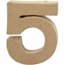 Cijfer, 5, H: 10 cm, B: 8,5 cm, dikte 1,7 cm, 1 stuk