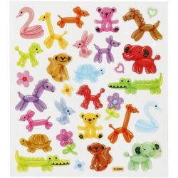 Stickers, ballon dieren, vel 15x16,5 cm, 1 vel