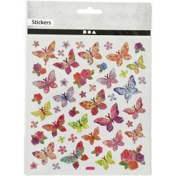 Stickers, vlinders, vel 15x16,5 cm, 1 vel