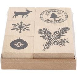 Rubber stamps set, christmas, 5 asstd./ 1 pack