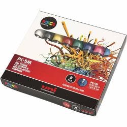 Posca Marker, afm PC-5M, lijndikte 2,5 mm, medium, diverse kleuren, 8 stuk/ 1 doos
