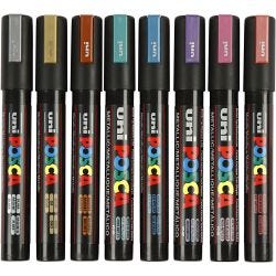 Posca Marker, afm PC-5M, lijndikte 2,5 mm, medium, metallic kleuren, 8 stuk/ 1 doos