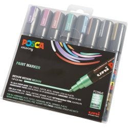 Posca Marker, afm PC-5M, lijndikte 2,5 mm, medium, metallic kleuren, 8 stuk/ 1 doos