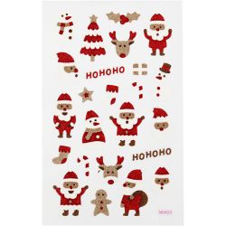 Glitter stickers, kerstmannen, vel 10x16 cm, 1 vel