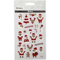 Glitter stickers, kerstmannen, vel 10x16 cm, 1 vel