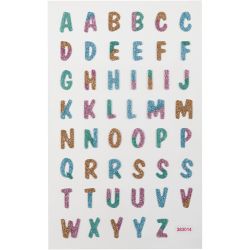 Glitter stickers, letters, vel 10x16 cm, 1 vel