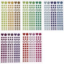 Mozaiek stickers, d 8-14 mm, vel 11x16,5 cm, diverse kleuren, 10 vel/ 1 doos