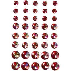 Strasstenen, afm 6+8+10 mm, rood, 40 stuk/ 1 doos