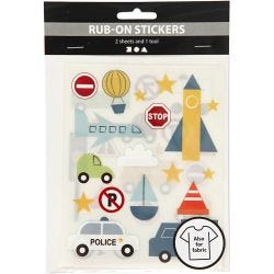 Rub-on Stickers, transport, vel 12,2x15,3 cm, 1 doos