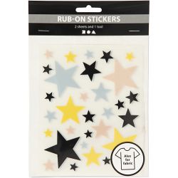 Rub-on Stickers, sterren, vel 12,2x15,3 cm, 1 doos