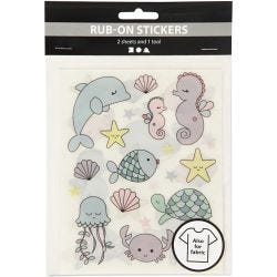 Rub-on Stickers, oceaan, vel 12,2x15,3 cm, 1 doos