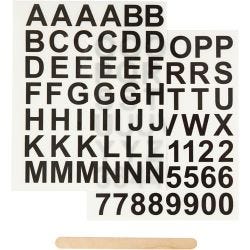Rub-on Stickers, letters en cijfers, H: 17 mm, B: 17 mm, vel 12,2x15,3 cm, zwart, 1 doos