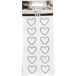 Strassteen harten, afm 23x21 mm, zilver, 12 stuk/ 1 doos