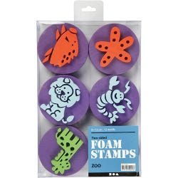 Foam stempels, dieren, d 7,5 cm, dikte 2,5 cm, 6 stuk/ 1 doos