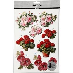 3D vellen, bloemen, vel 21x30 cm, 4 vel/ 1 doos