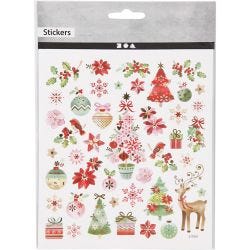 Stickers, romantische kerst, vel 15x16,5 cm, 1 vel