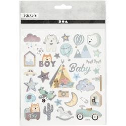 Stickers, baby boy, vel 15x16,5 cm, 1 vel