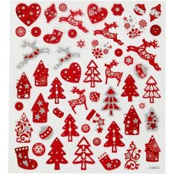 Stickers, rode en witte kerst, vel 15x16,5 cm, 1 vel