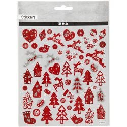 Stickers, rode en witte kerst, vel 15x16,5 cm, 1 vel