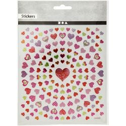 Stickers, kleine harten, vel 15x16,5 cm, 1 vel