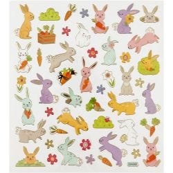 Stickers, paashaas, 15x16,5 cm, 1 vel