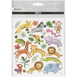 Stickers, wilde dieren, vel 15x16,5 cm, 1 vel