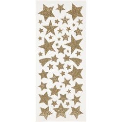 Glitterstickers, sterren, vel 10x24 cm, goud, 2 vel/ 1 doos