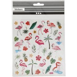 Stickers, flamingo, vel 15x16,5 cm, 1 vel