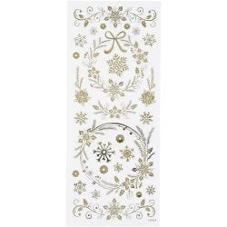 Stickers, kerst sterren, vel 10x24 cm, goud, 1 vel