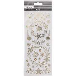 Stickers, kerst sterren, vel 10x24 cm, goud, 1 vel