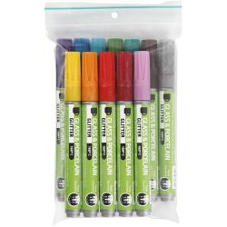 Glas- & Porseleinstiften, lijndikte 2-4 mm, semi-dekkend, diverse kleuren, 12 stuk/ 1 doos