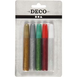 Glitterlijm, diverse kleuren, 5x10 ml/ 1 doos