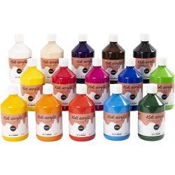 Acrylverf Glossy, diverse kleuren, 15x500 ml/ 1 doos