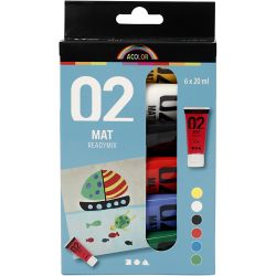 Acrylverf Mat, standaardkleuren, 6x20 ml/ 1 doos