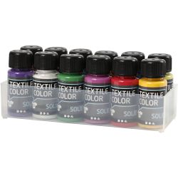 Textielkleur, dekkend, diverse kleuren, 12x50 ml/ 1 doos
