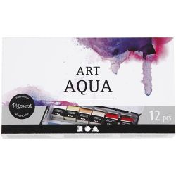 Art Aquarelverf, ½-pan, afm 10x15x20 mm, standaardkleuren, 12 kleur/ 1 doos