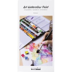 Art Aquarelverf, ½-pan, afm 10x15x20 mm, standaardkleuren, 48 kleur/ 1 doos