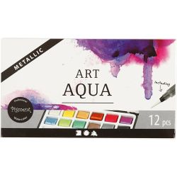 Art Aquarelverf, metallic kleuren, 12 kleur/ 1 doos