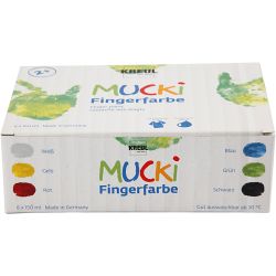 Mucki Vingerverf, diverse kleuren, 6x150 ml/ 1 doos