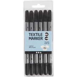 Textielstiften, lijndikte 2,3+3,6 mm, zwart, 6 stuk/ 1 doos