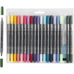 Textielstiften, lijndikte 2,3+3,6 mm, extra kleuren, 20 stuk/ 1 doos